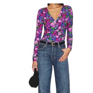 Sanctuary Eye Catcher Multicolored Floral Ruching Top NWT Size Large